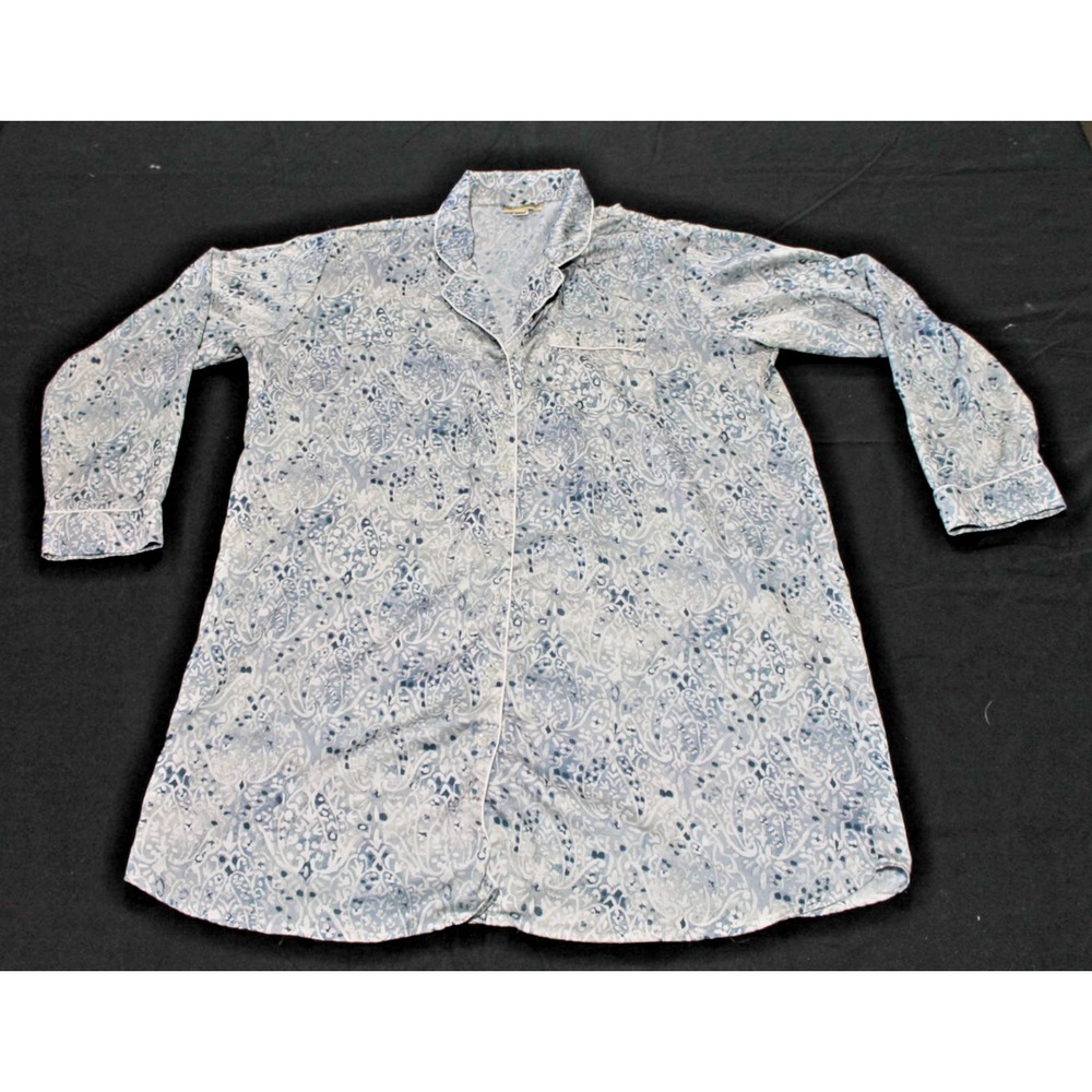 World Market Women's Pajama Nightshirt XL Silky Paisley Button Front Sleepwear